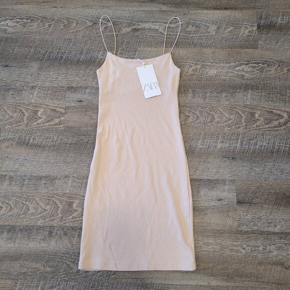 NWT ZARA | Spaghetti Strap Nude Dress | Sz. S - Picture 1 of 4